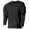 MFH US Long Sleeved T-Shirt With Sleeve Pockets Black -Military1st Shop 00123 Black 01