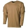 MFH US Long Sleeved T-Shirt With Sleeve Pockets Coyote -Military1st Shop 00123 Coyote 01