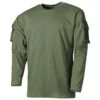 MFH US Long Sleeved T-Shirt With Sleeve Pockets OD Green -Military1st Shop 00123 OD Green 01