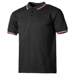 Pro Company Polo Shirt With Red And White Stripes Black