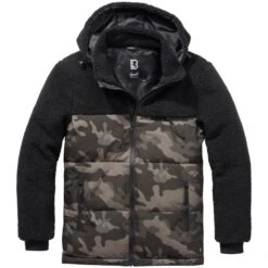 Brandit Jackson Teddyfleece Jacket Black / Dark Camo