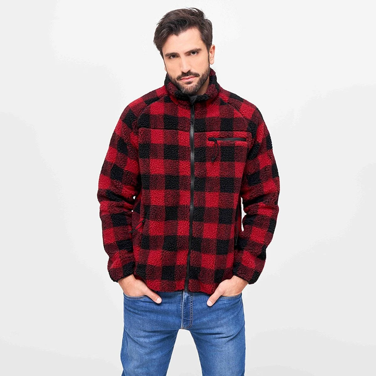 Brandit Teddyfleece Jacket Red/Black 3 Brandit Teddyfleece Jacket Red/Black