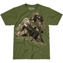 Military1st Shop 22 7.62 Design Lightning's Hand T-Shirt Military Green