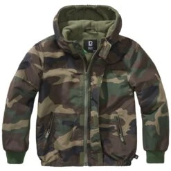 Brandit Kids Windbreaker Front Zip Woodland