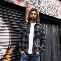 Brandit Motörhead Checkshirt Black-Grey -Military1st Shop Brandit Motorhead Checkshirt Black Grey 5 2