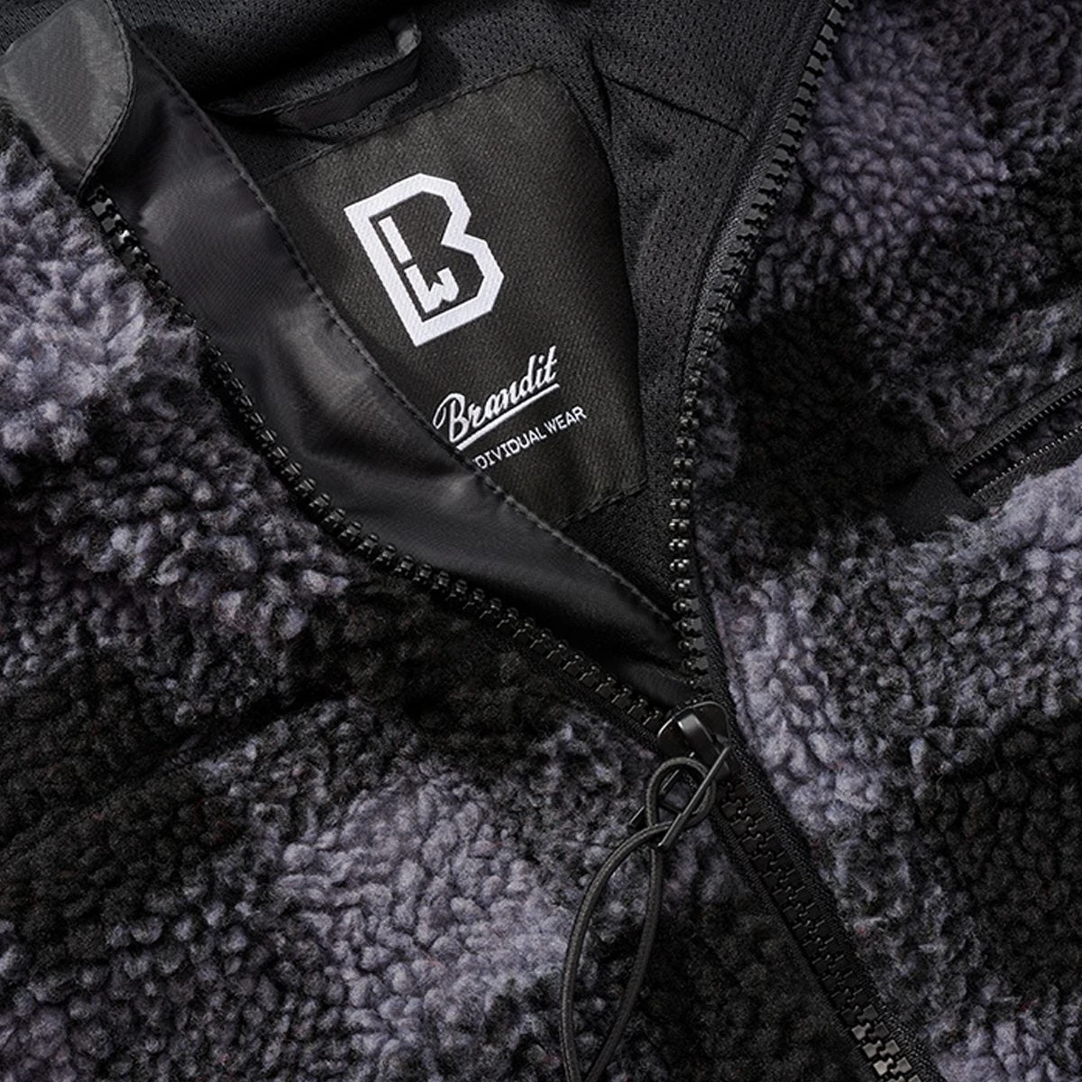 Brandit Teddyfleece Worker Jacket Black/Grey 5 Brandit Teddyfleece Worker Jacket Black/Grey - Image 3