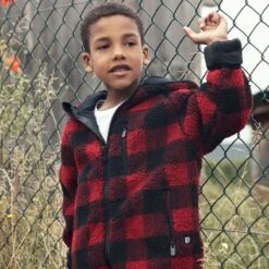 Brandit Kids Teddyfleece Hooded Jacket Red/Black -Military1st Shop BranditKidsTeddyfleeceHoodedJacketRed Black 4 1200x1200 1