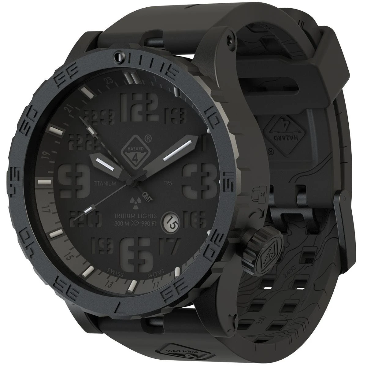 Hazard 4 Heavy Water Diver Titanium Tritium Watch Blackout Black GMT Blue/Red 3 Hazard 4 Heavy Water Diver Titanium Tritium Watch Blackout Black GMT Blue/Red