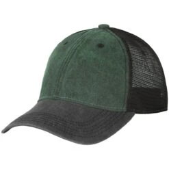 Helikon Plain Trucker Cap Cotton Washed Dark Green / Washed Black C
