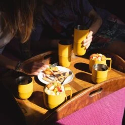 Klean Kanteen Rise 473ml Tumbler W/Flip Lid Old Gold -Military1st Shop Klean Kanteen Rise Old Gold Lifestyle 1200x1200 1