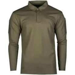 Mil-Tec Tactical Long Sleeve Quick Dry Polo Shirt Olive