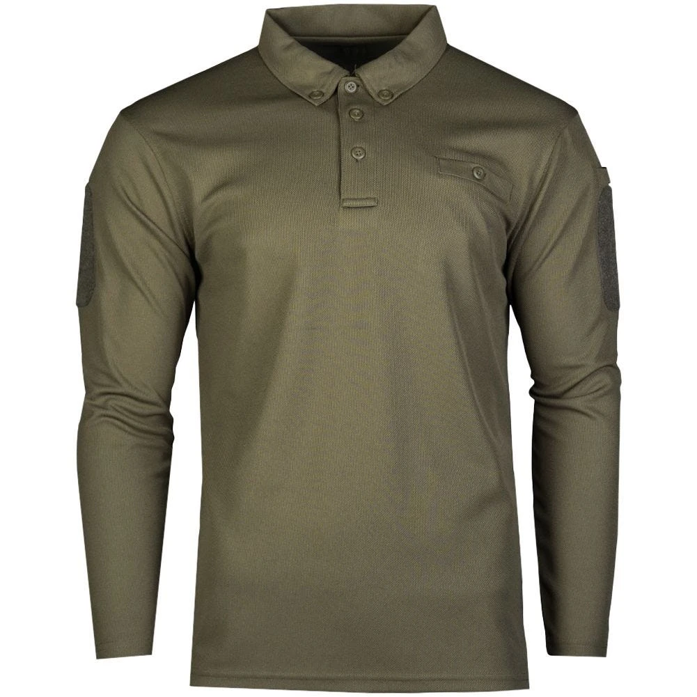 Mil-Tec Tactical Long Sleeve Quick Dry Polo Shirt Olive 3 Mil-Tec Tactical Long Sleeve Quick Dry Polo Shirt Olive