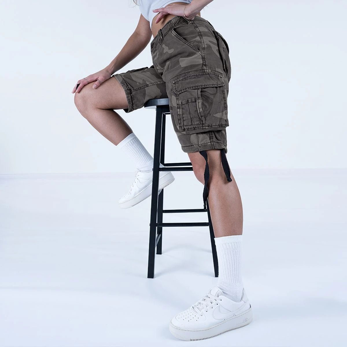 Surplus Ladies Airborne Vintage Shorts Washed Black Camo 4 Surplus Ladies Airborne Vintage Shorts Washed Black Camo - Image 2