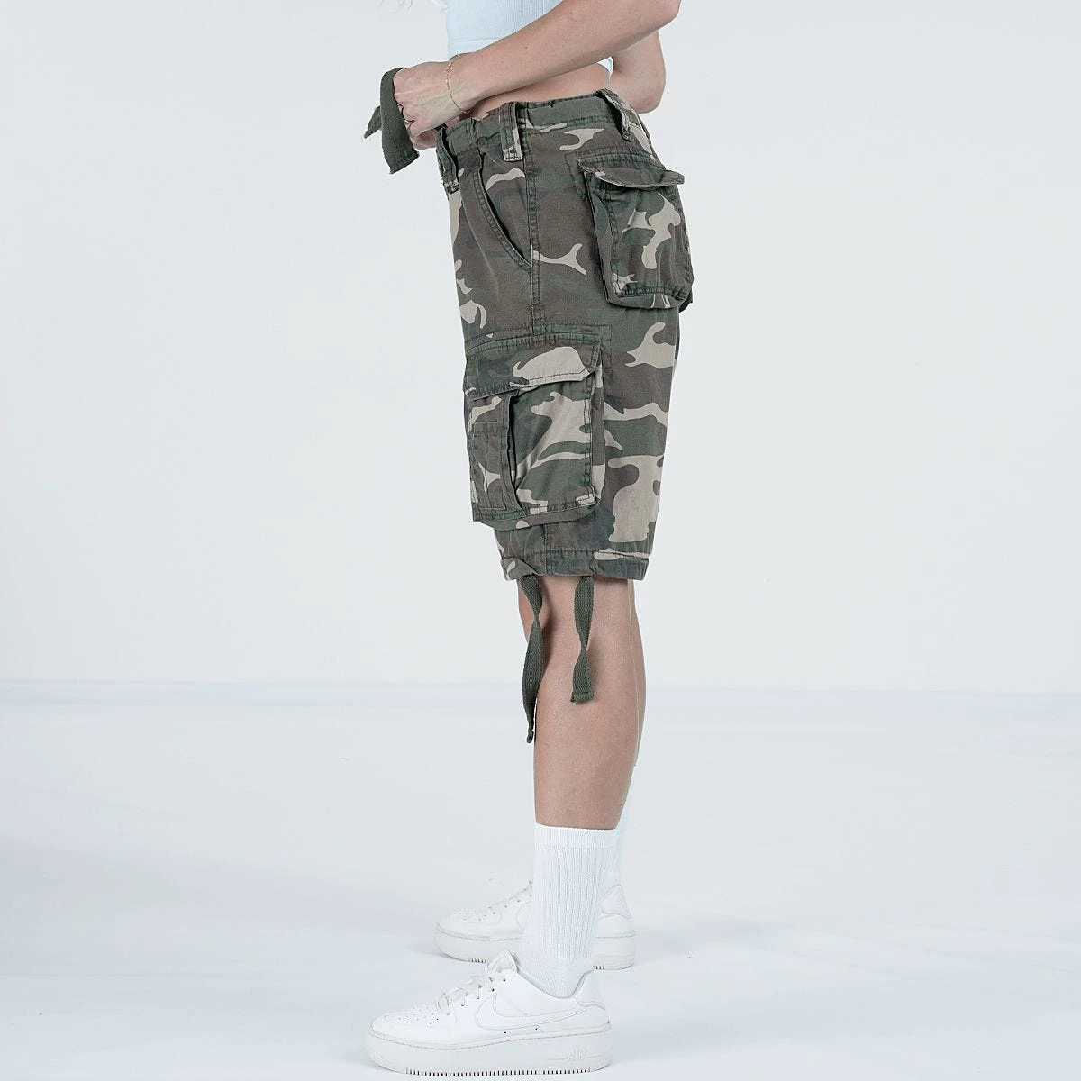 Surplus Ladies Airborne Vintage Shorts Washed Woodland - Image 2