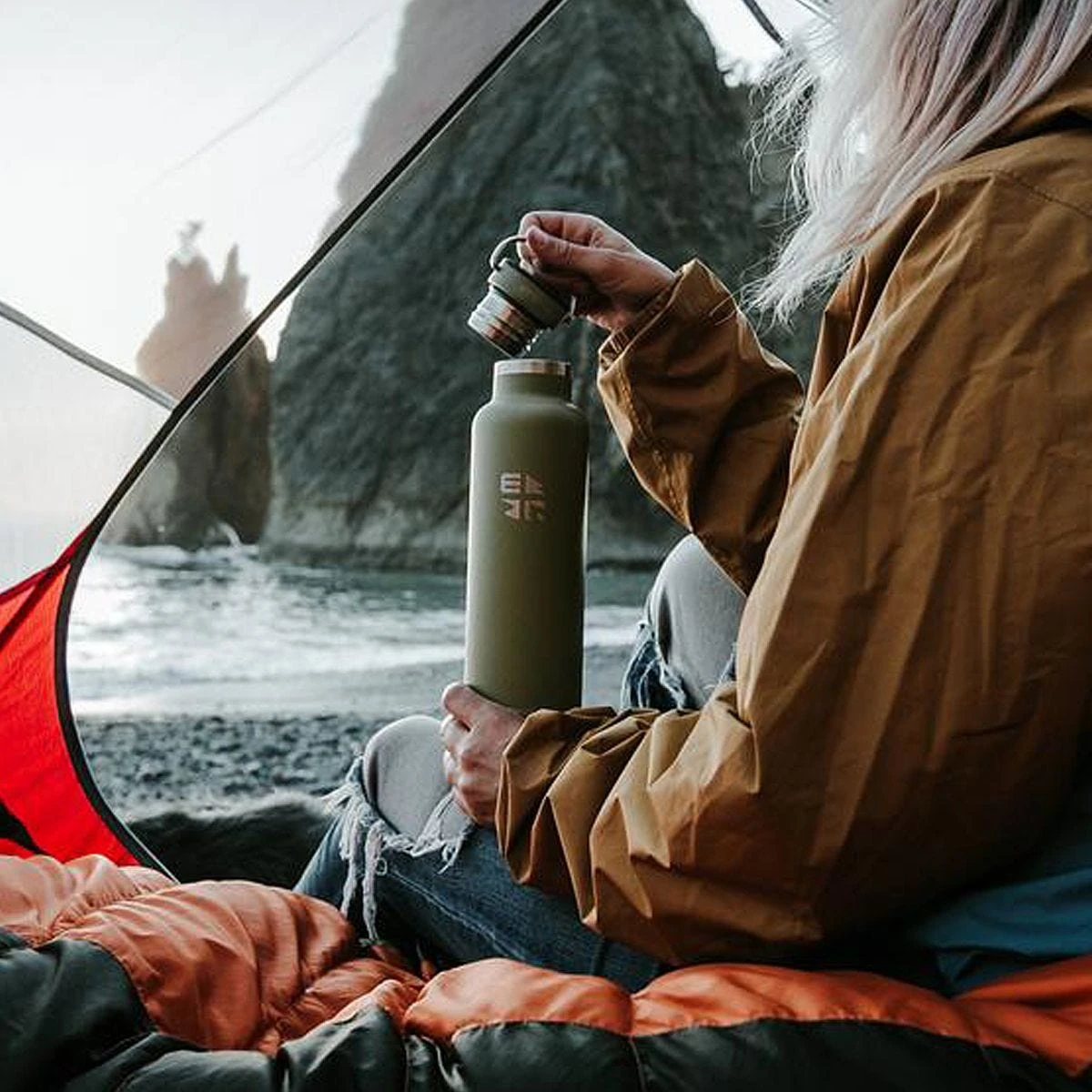 Earthwell Woodie Vacuum Bottle 650ml Pine / Aqua Blue 5 Earthwell Woodie Vacuum Bottle 650ml Pine / Aqua Blue - Image 3