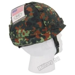 Plastic Helmet With Flecktarn Camo Cloth Cover -Military1st Shop helmet fleck3 1