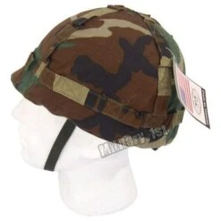 Plastic Helmet With Woodland Camo Cloth Cover -Military1st Shop helmet wood2 1