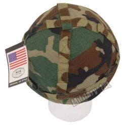 Plastic Helmet With Woodland Camo Cloth Cover -Military1st Shop helmet wood3 1