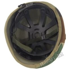 Plastic Helmet With Woodland Camo Cloth Cover -Military1st Shop helmet wood4 1