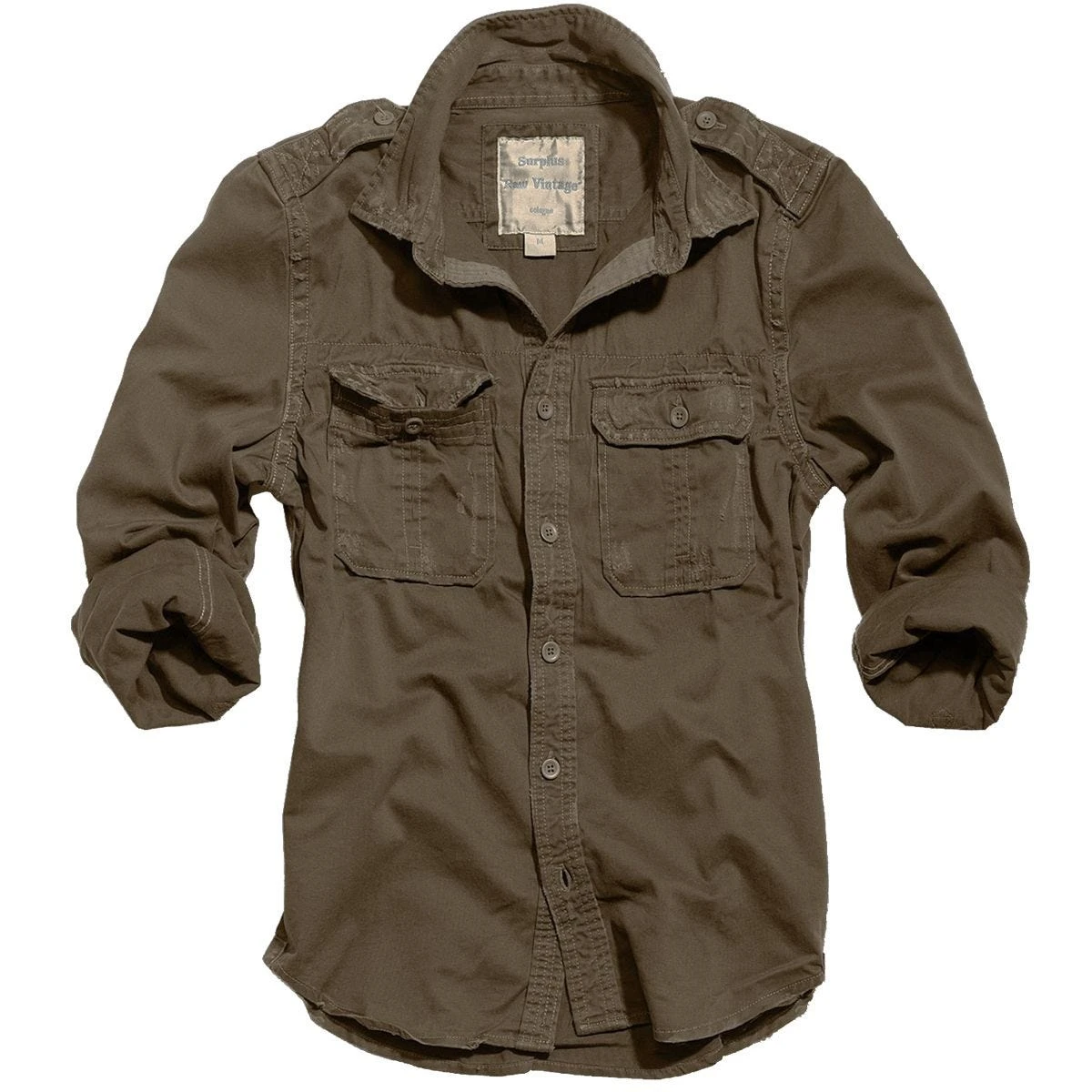 Surplus Raw Vintage Long Sleeve Shirt Brown - Image 2