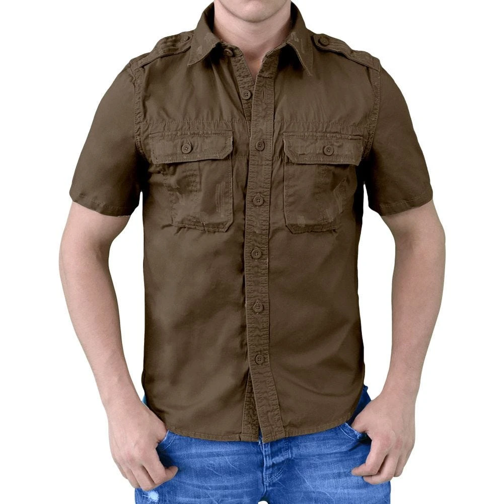 Surplus Raw Vintage Short Sleeve Shirt Brown - Image 2
